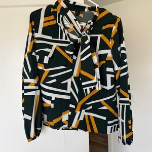SHEIN Black and Gold Geometric Blouse